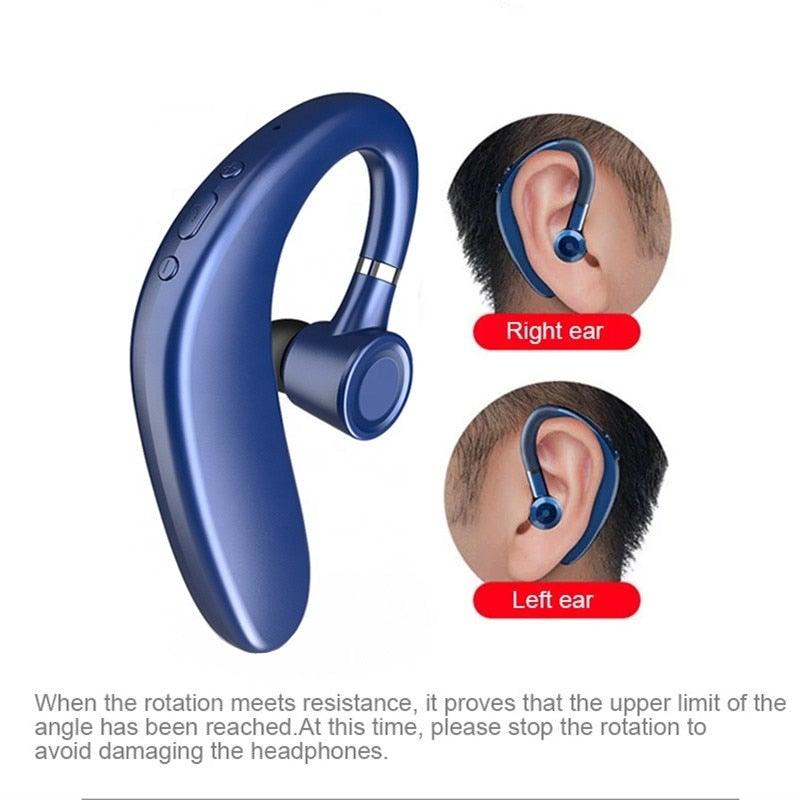 Écouteurs Bluetooth sans fil à crochet d'oreille, casque Bluetooth 5.0 pour le bureau, écouteur intra-auriculaire stéréo simple avec micro, casque HiFi mono-auriculaire, autonomie très longue, réduction du bruit, compatible avec les smartphones