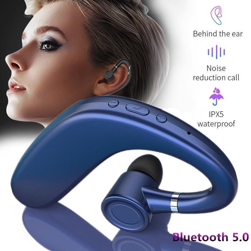 Écouteurs Bluetooth sans fil à crochet d'oreille, casque Bluetooth 5.0 pour le bureau, écouteur intra-auriculaire stéréo simple avec micro, casque HiFi mono-auriculaire, autonomie très longue, réduction du bruit, compatible avec les smartphones