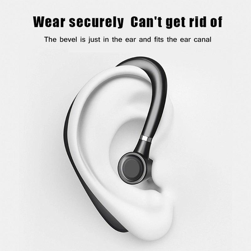 Écouteurs Bluetooth sans fil à crochet d'oreille, casque Bluetooth 5.0 pour le bureau, écouteur intra-auriculaire stéréo simple avec micro, casque HiFi mono-auriculaire, autonomie très longue, réduction du bruit, compatible avec les smartphones