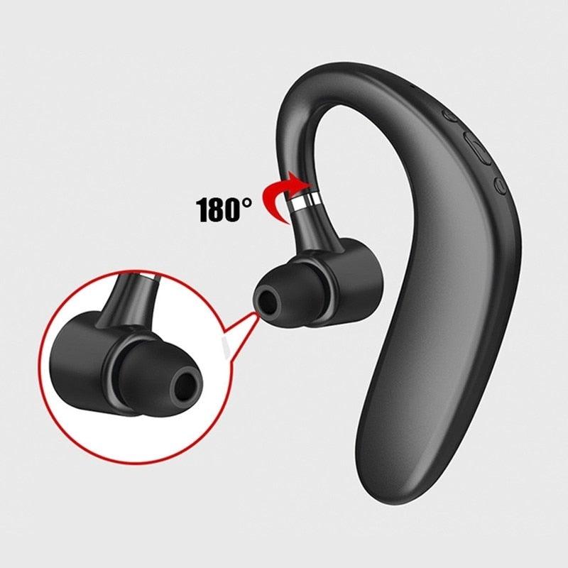 Écouteurs Bluetooth sans fil à crochet d'oreille, casque Bluetooth 5.0 pour le bureau, écouteur intra-auriculaire stéréo simple avec micro, casque HiFi mono-auriculaire, autonomie très longue, réduction du bruit, compatible avec les smartphones