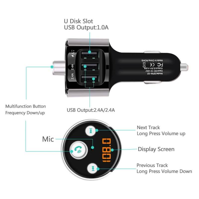 Kit voiture transmetteur FM Bluetooth sans fil