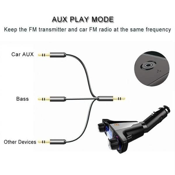 Chargeur de voiture transmetteur FM sans fil Bluetooth mains libres