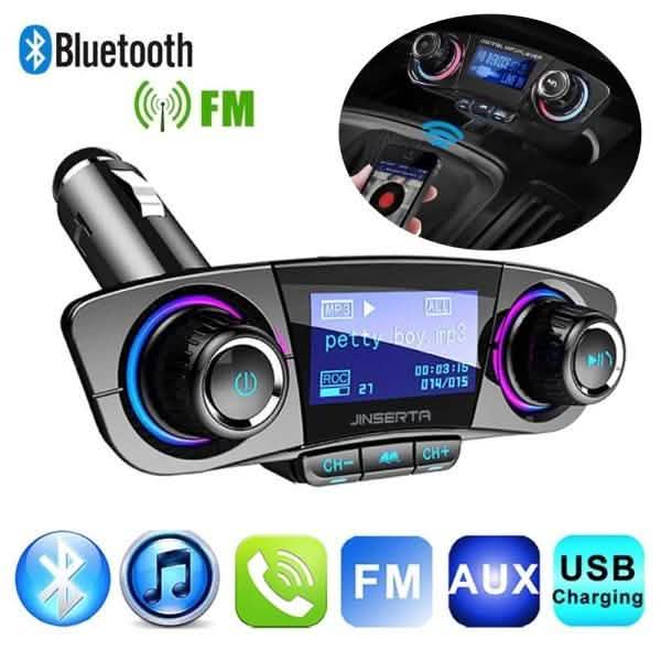 Chargeur de voiture transmetteur FM sans fil Bluetooth mains libres
