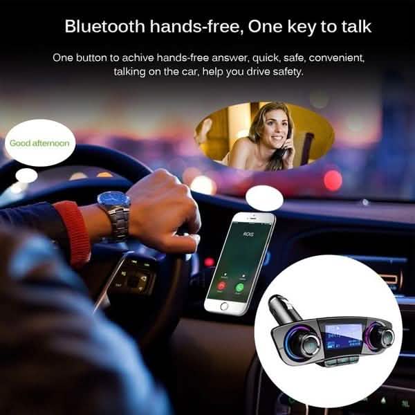 Chargeur de voiture transmetteur FM sans fil Bluetooth mains libres