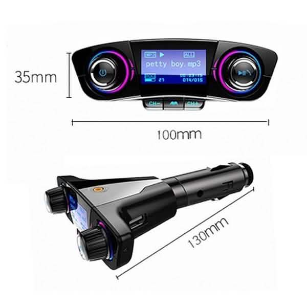 Chargeur de voiture transmetteur FM sans fil Bluetooth mains libres