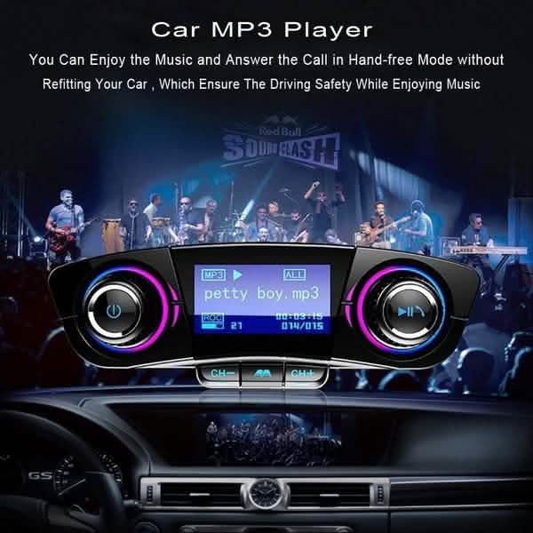 Chargeur de voiture transmetteur FM sans fil Bluetooth mains libres