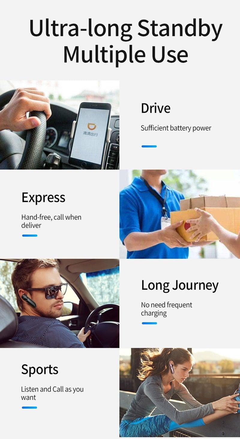 Écouteurs Bluetooth sans fil, mains libres, longue veille, V5.0, étanches, pour le sport, avec microphone pour la conduite