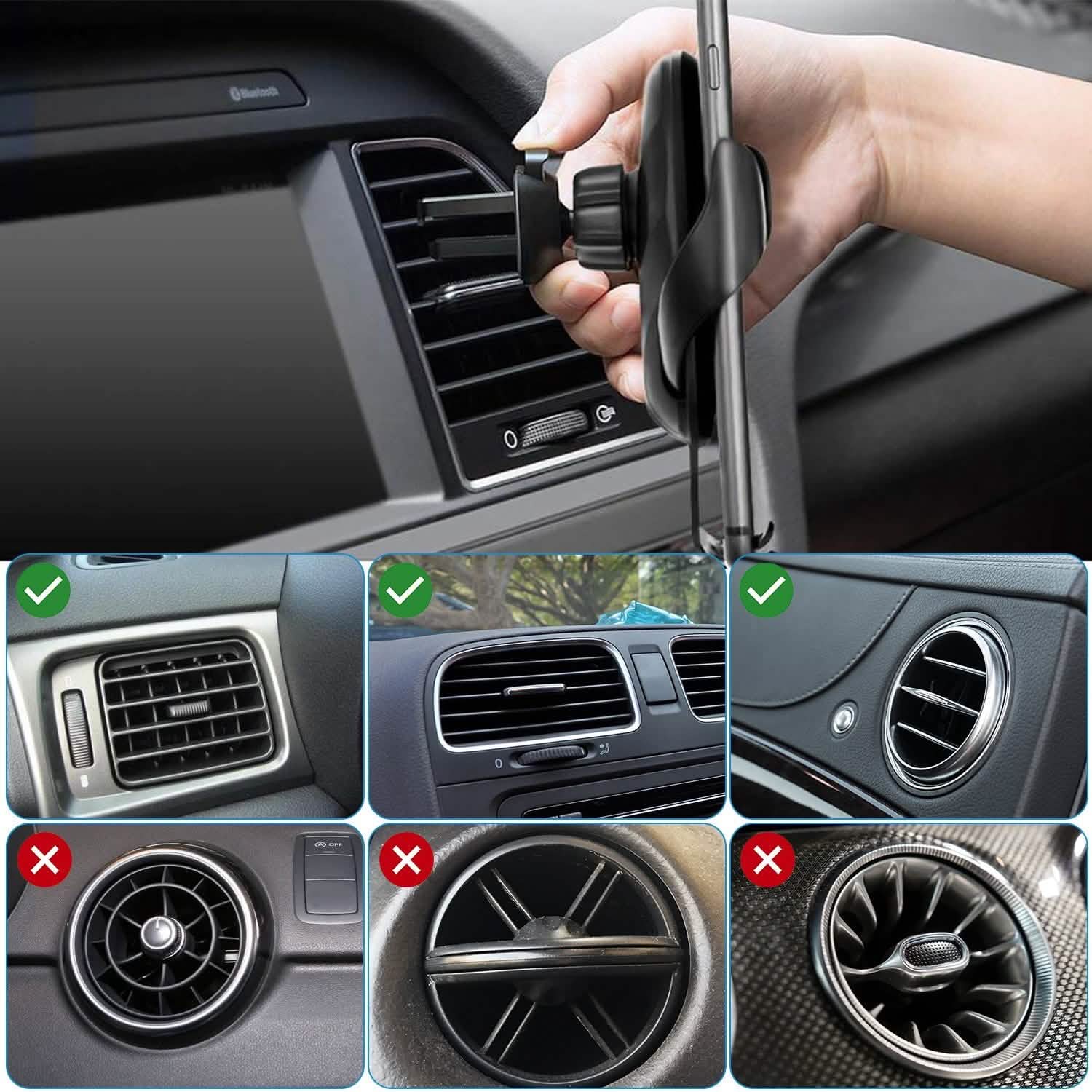 Chargeur de voiture sans fil 15W Qi Charge rapide Support de voiture