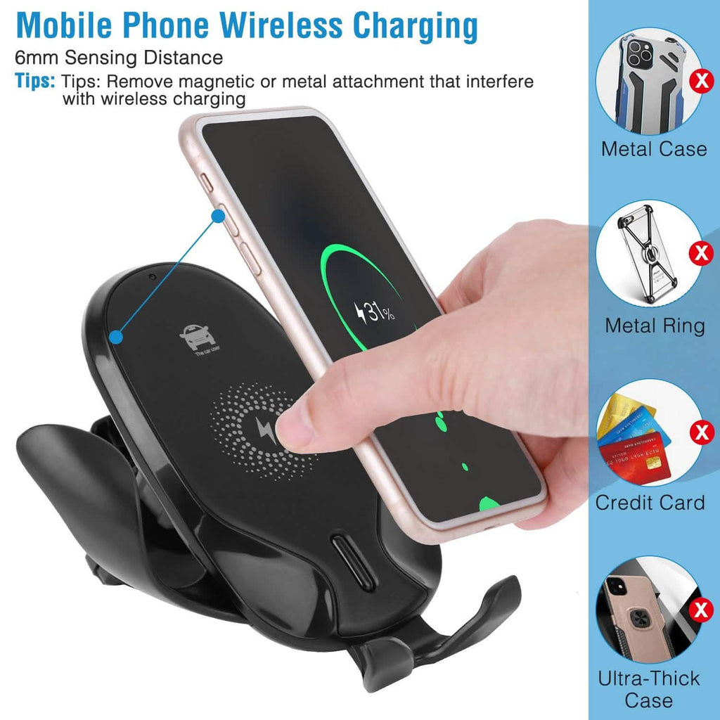 Chargeur de voiture sans fil 15W Qi Charge rapide Support de voiture