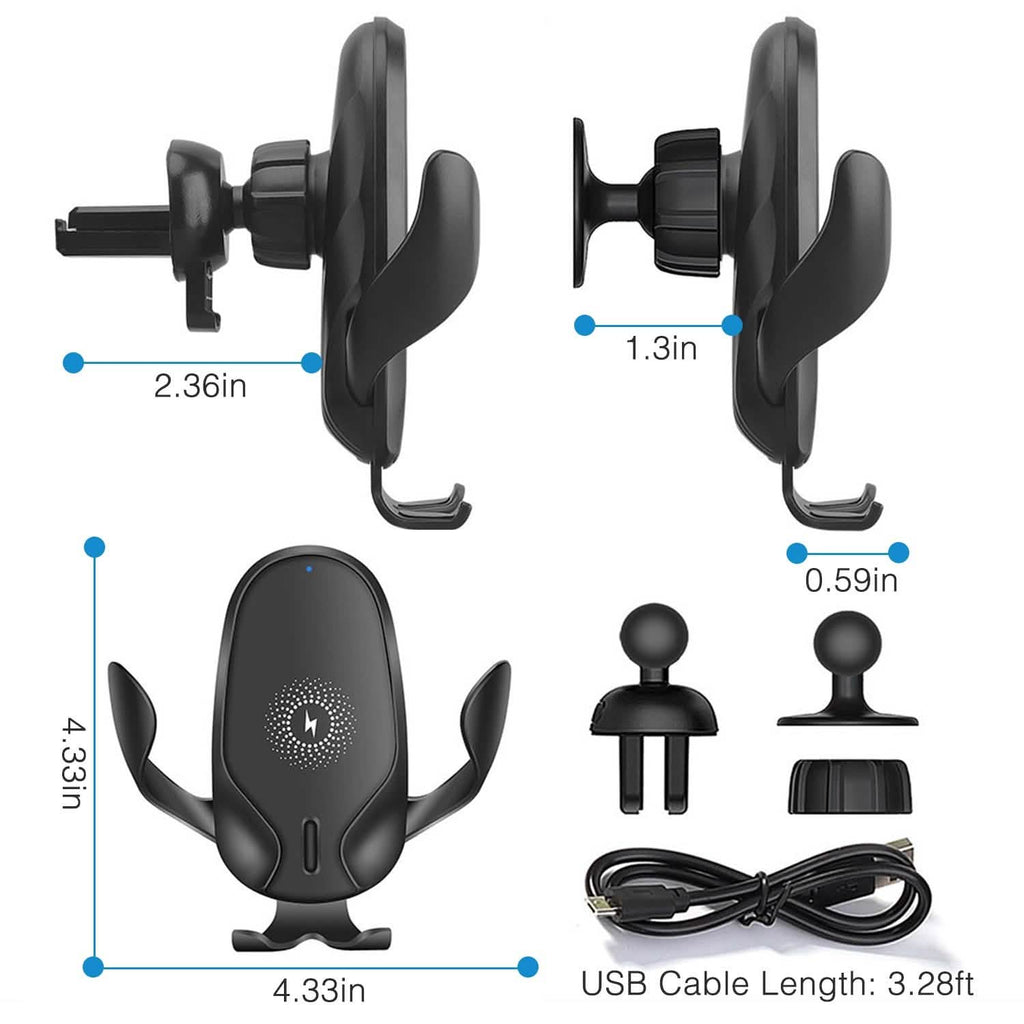 Chargeur de voiture sans fil 15W Qi Charge rapide Support de voiture