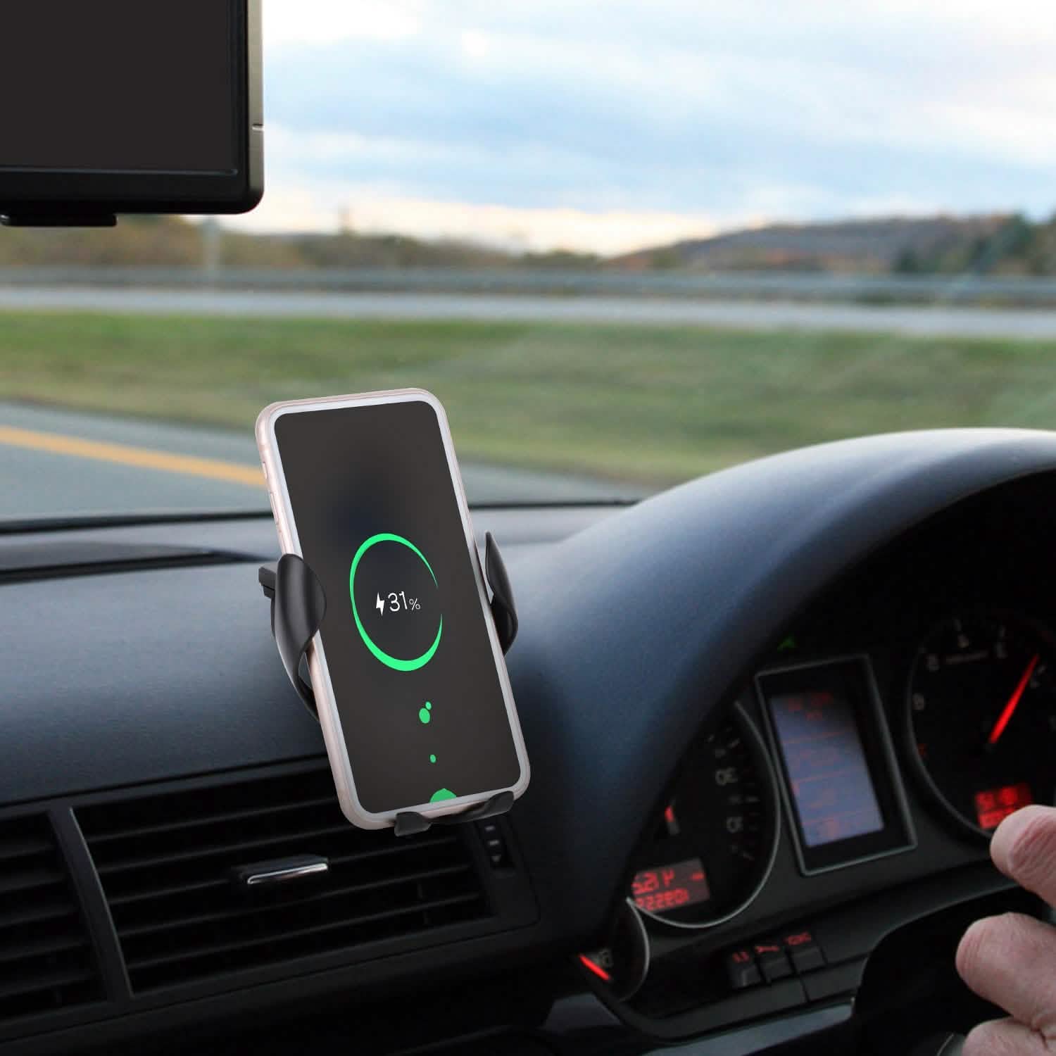 Chargeur de voiture sans fil 15W Qi Charge rapide Support de voiture