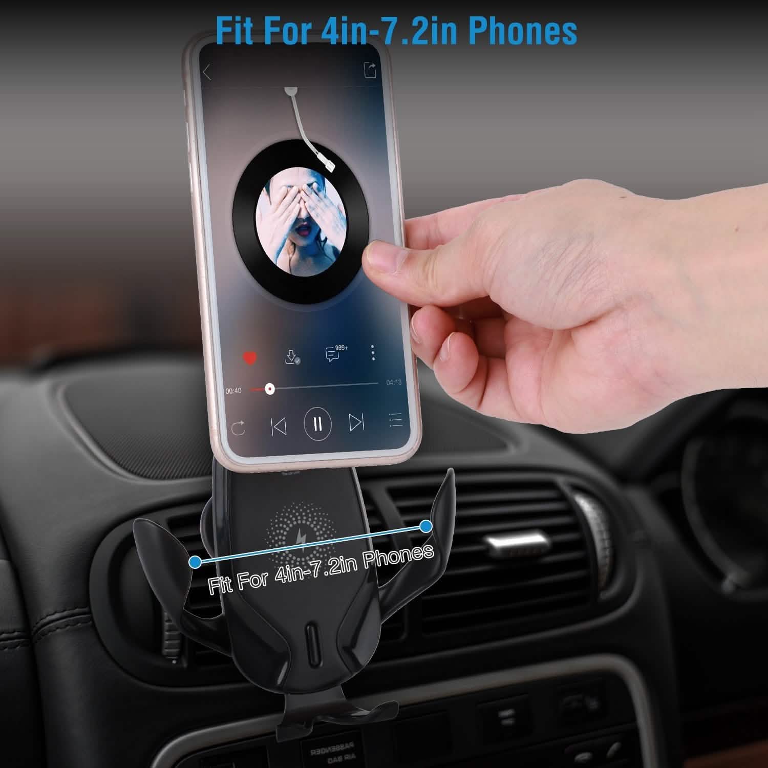 Chargeur de voiture sans fil 15W Qi Charge rapide Support de voiture