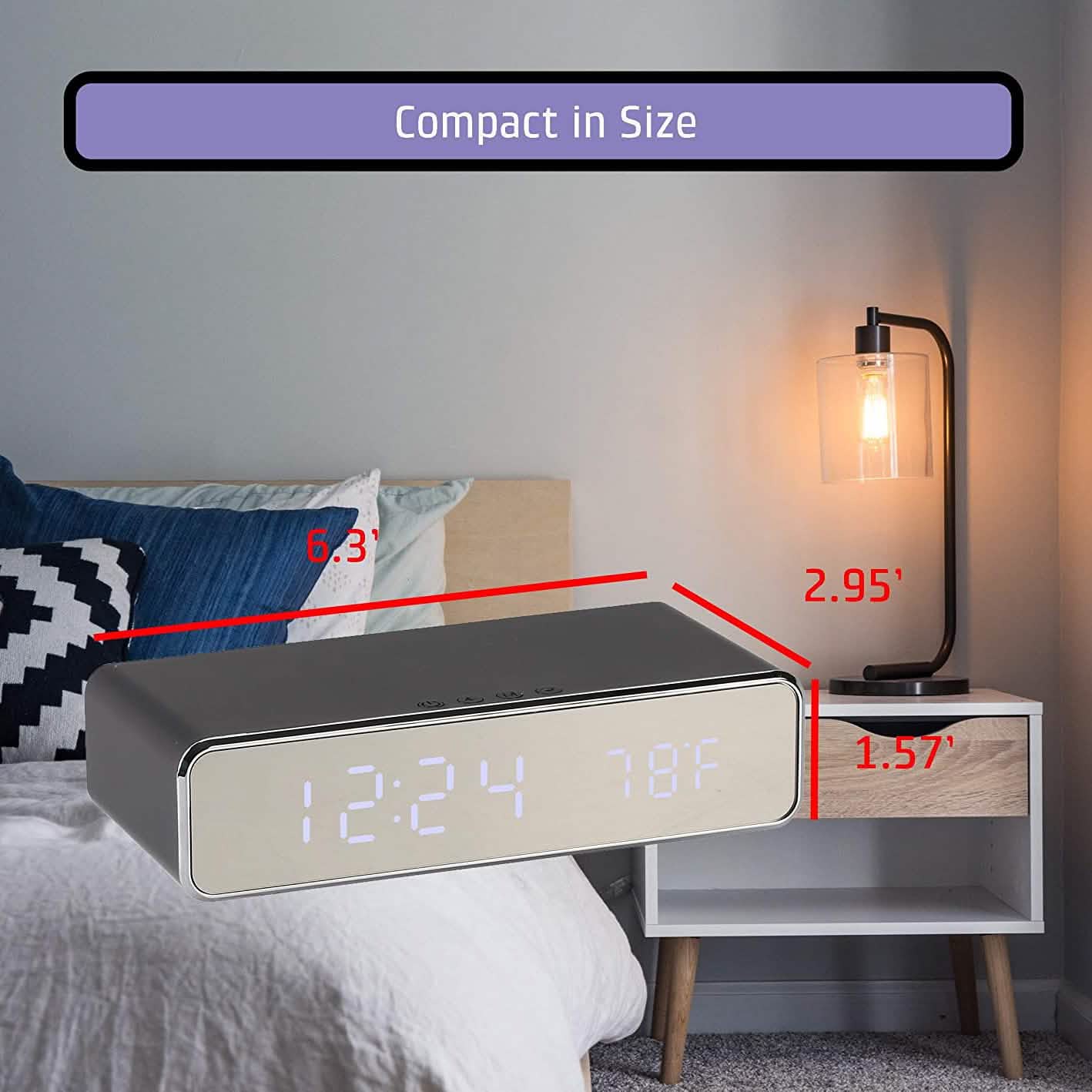 Réveil numérique avec recharge sans fil