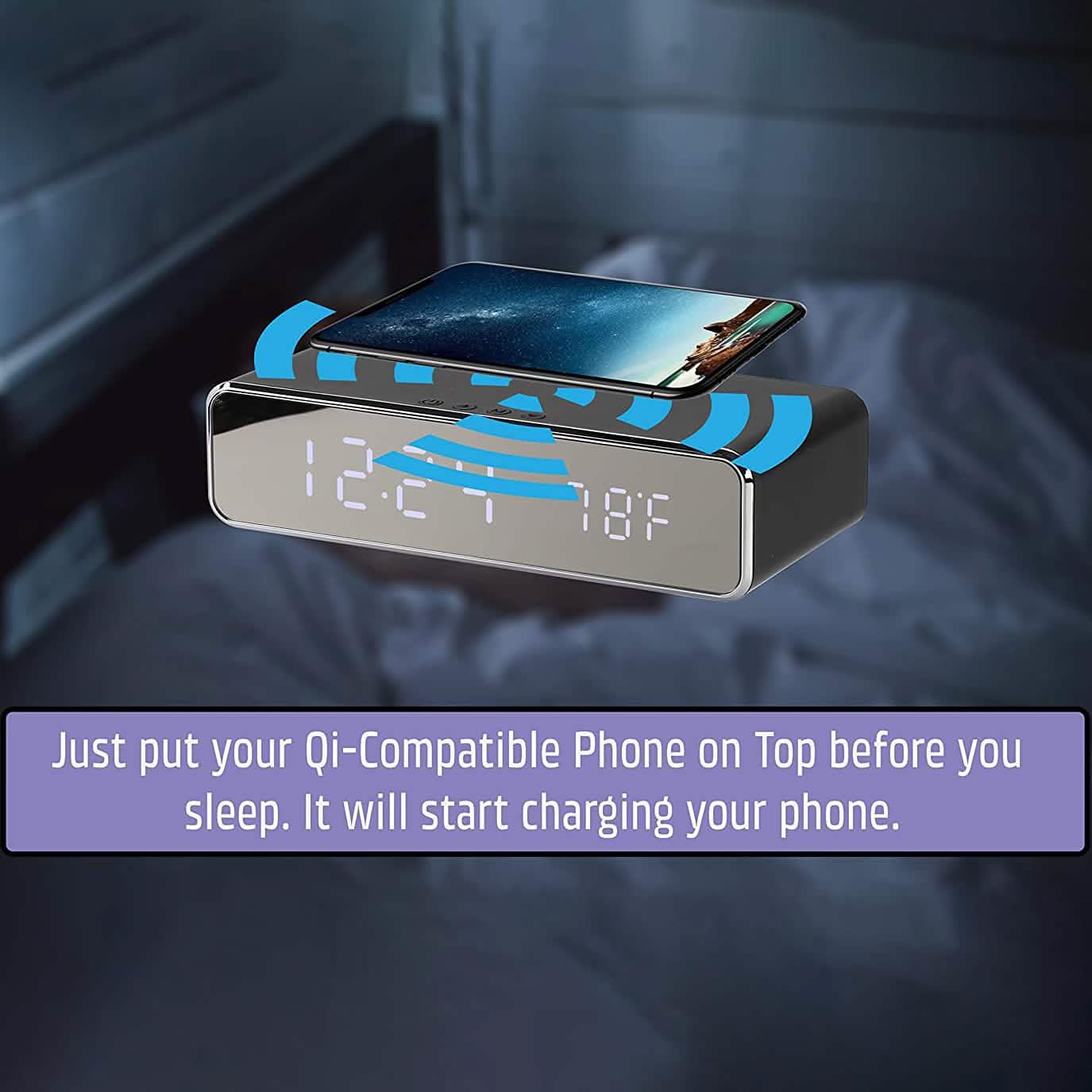 Réveil numérique avec recharge sans fil