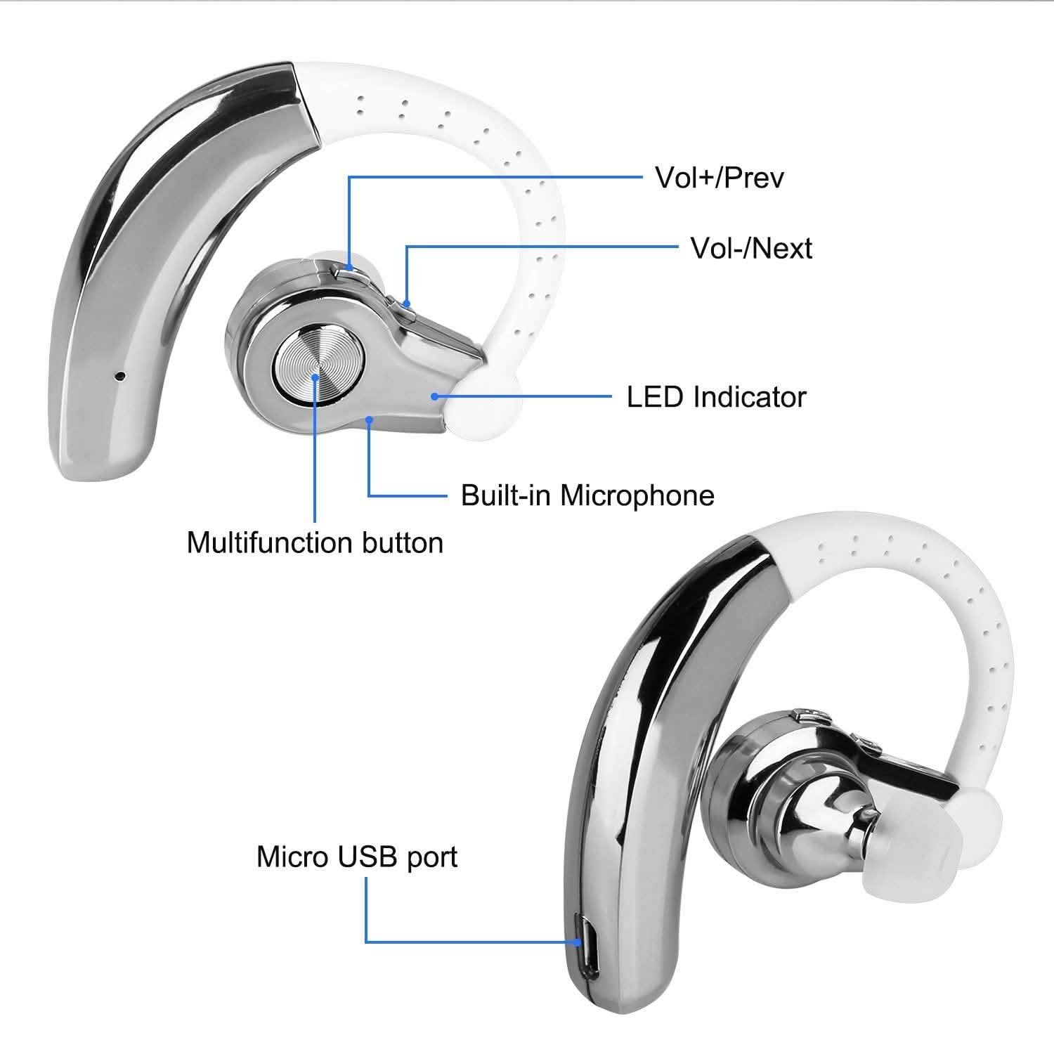 Oreillette sans fil droite avec micro et contour d'oreille