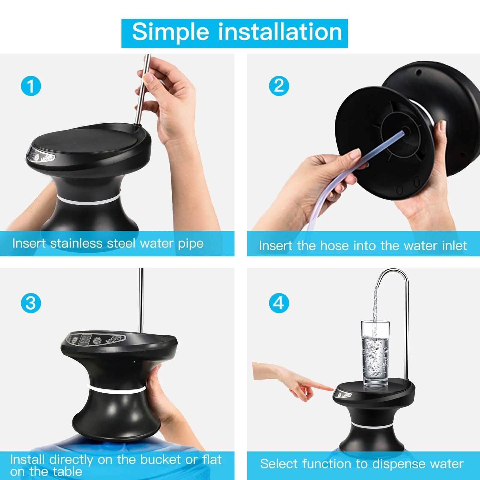 Distributeur de pompe à eau potable électrique sans fil
