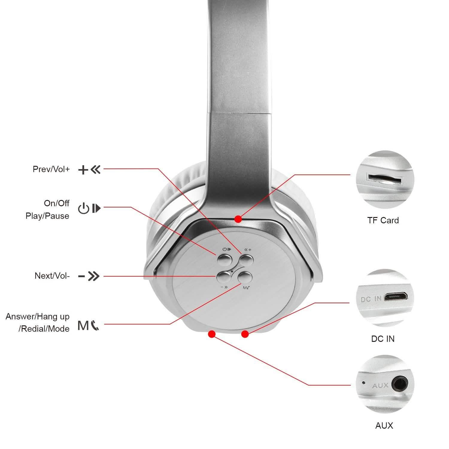 Casque pliable sans fil avec haut-parleur intégré