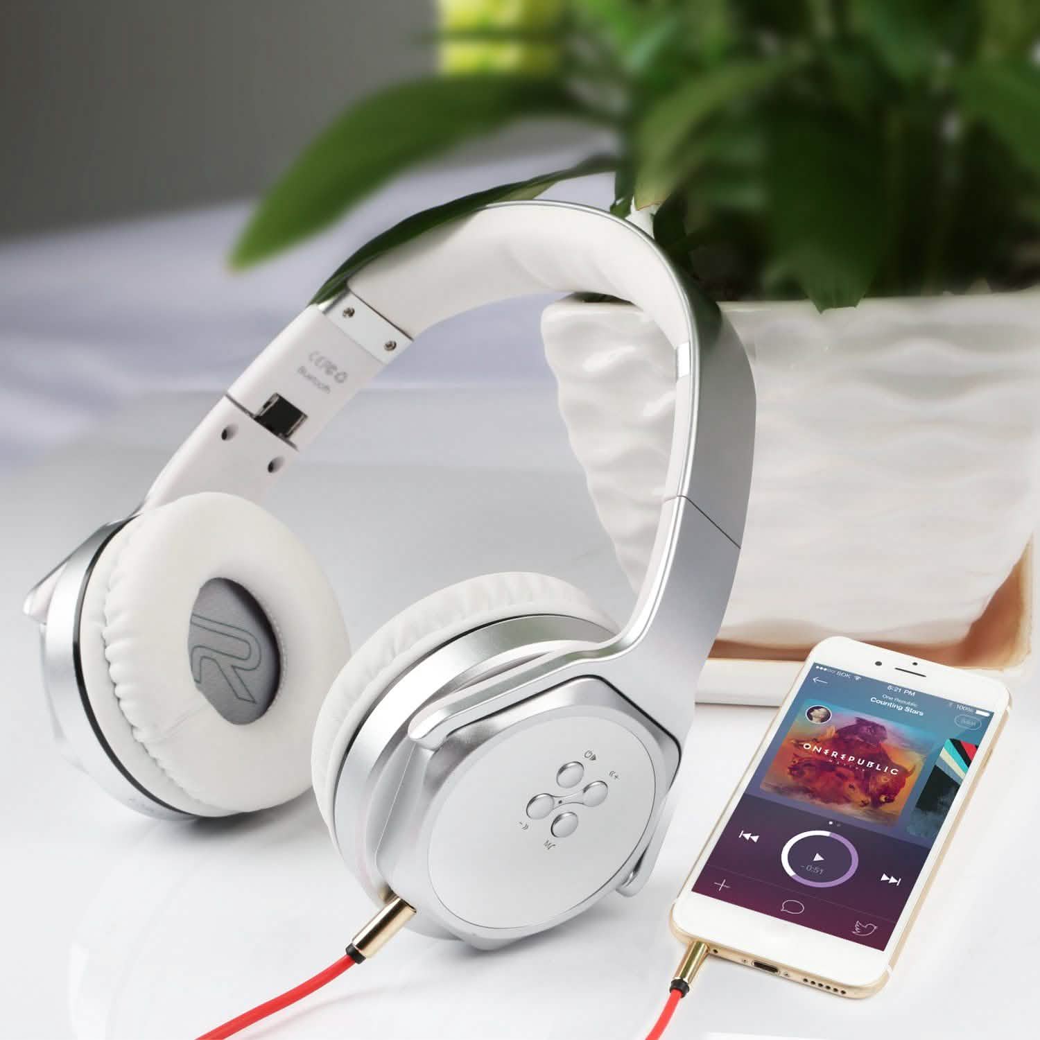 Casque pliable sans fil avec haut-parleur intégré