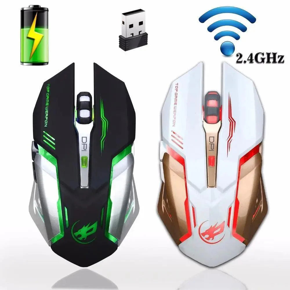 Souris de jeu sans fil, rétroéclairée, optique USB, pour ordinateur de bureau ou portable, avec DPI réglable