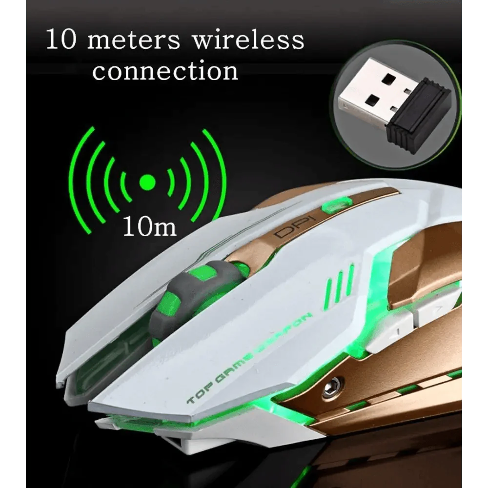 Souris de jeu sans fil, rétroéclairée, optique USB, pour ordinateur de bureau ou portable, avec DPI réglable