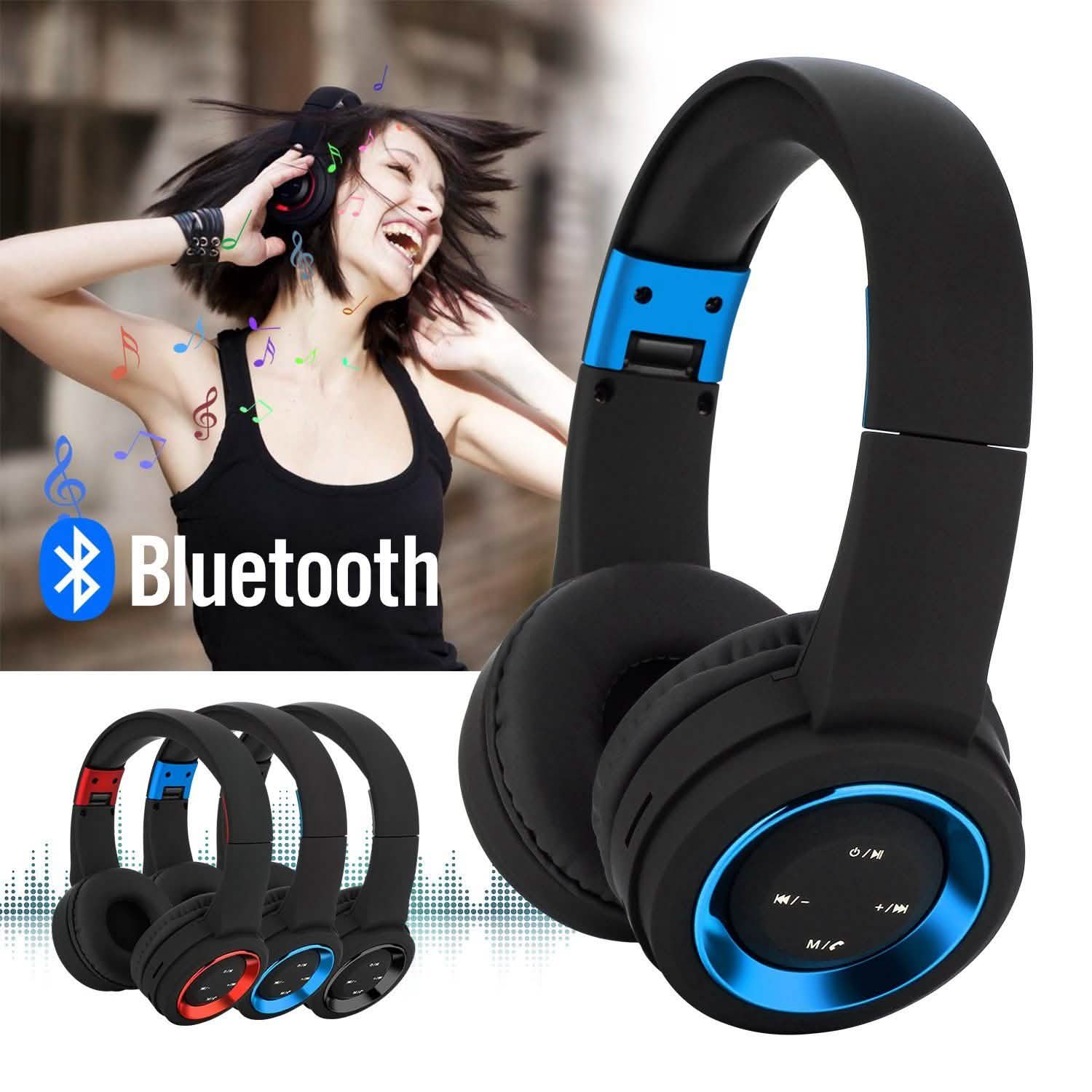 Casque audio sans fil Bluetooth supra-auriculaire à réduction de bruit avec microphone