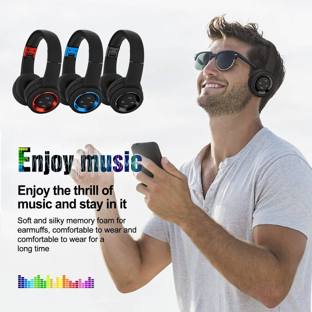 Casque audio sans fil Bluetooth supra-auriculaire à réduction de bruit avec microphone