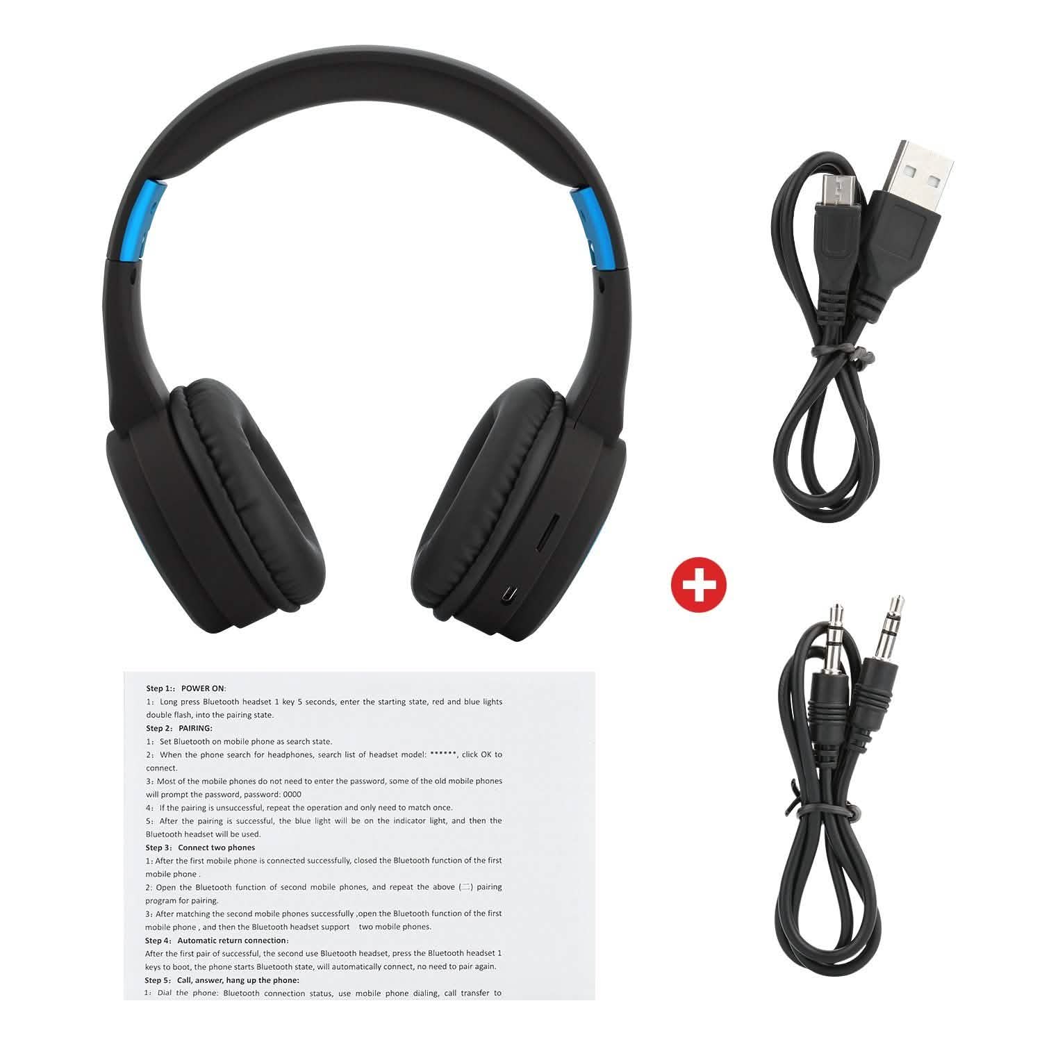 Casque audio sans fil Bluetooth supra-auriculaire à réduction de bruit avec microphone