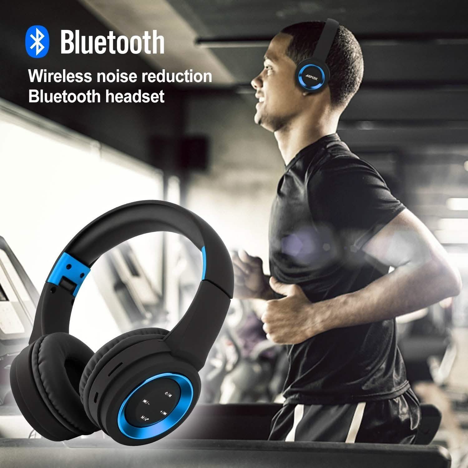 Casque audio sans fil Bluetooth supra-auriculaire à réduction de bruit avec microphone