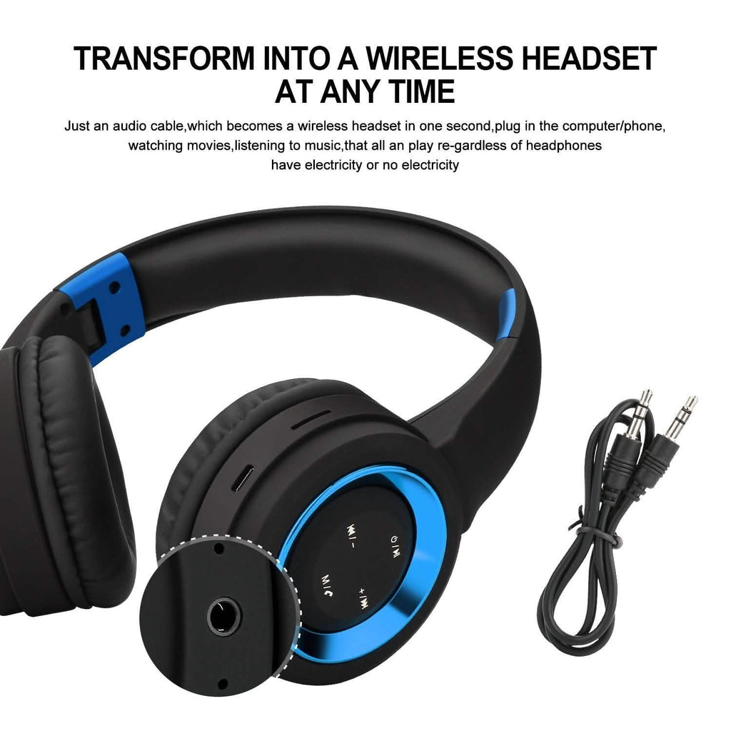 Casque audio sans fil Bluetooth supra-auriculaire à réduction de bruit avec microphone