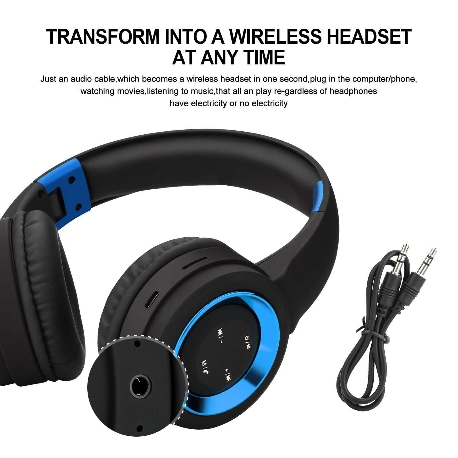 Casque audio sans fil Bluetooth supra-auriculaire à réduction de bruit avec microphone