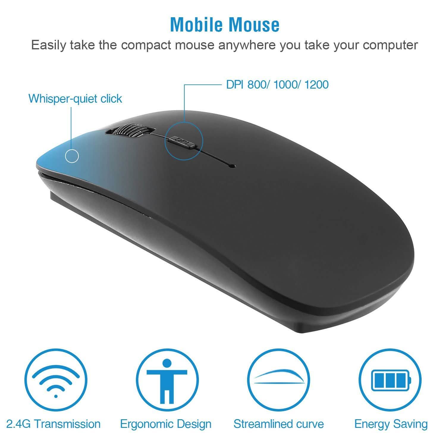 Clavier et souris sans fil 2,4 GHz Clavier et souris multimédia miniatures