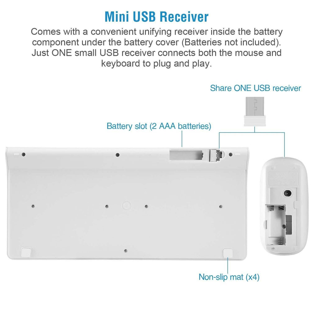 Clavier et souris sans fil 2,4 GHz Clavier et souris multimédia miniatures