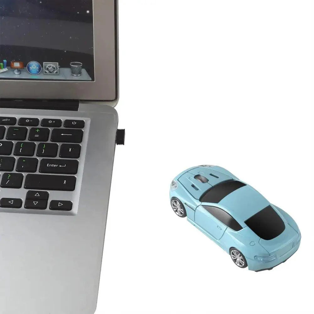 Souris sans fil en forme de voiture bleue Design 1600 DPI Souris USB optique ergonomique 3D de voiture de sport pour ordinateur portable