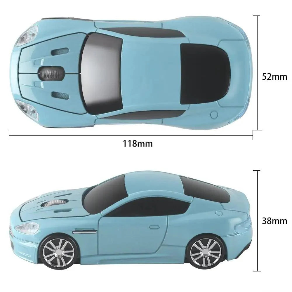 Souris sans fil en forme de voiture bleue Design 1600 DPI Souris USB optique ergonomique 3D de voiture de sport pour ordinateur portable