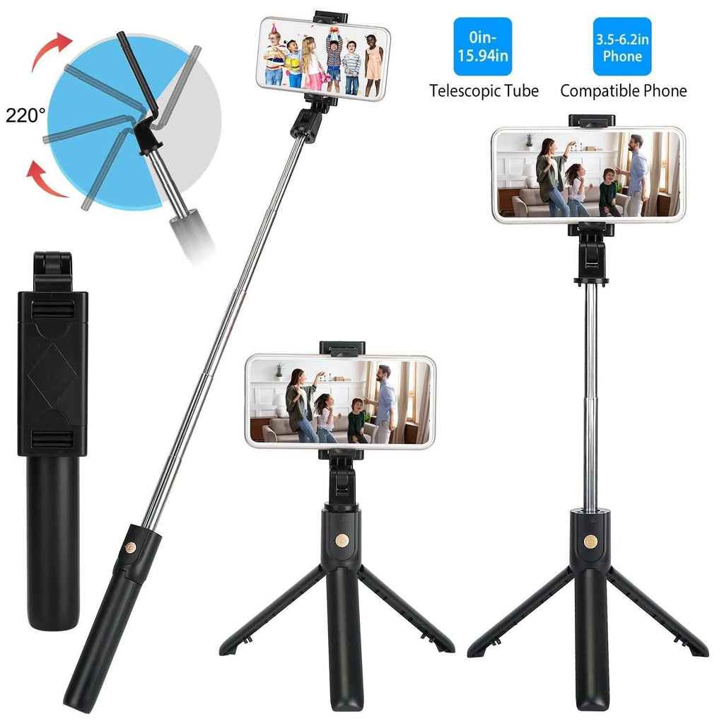 Perche à selfie sans fil Trépied extensible avec télécommande détachable pour téléphones de 3,5 à 6,2 pouces