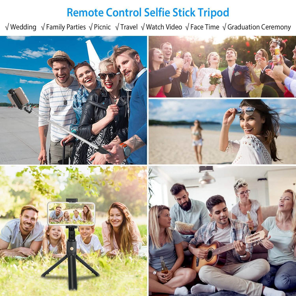 Perche à selfie sans fil Trépied extensible avec télécommande détachable pour téléphones de 3,5 à 6,2 pouces