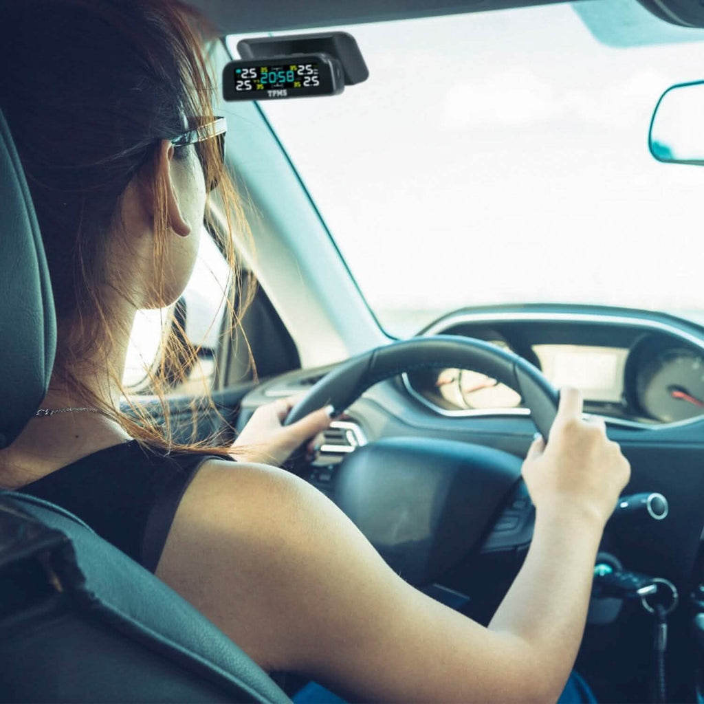Système de Surveillance de Pression de Pneus Solaire Sans Fil pour Voiture, avec Capteurs de Température et Alarme