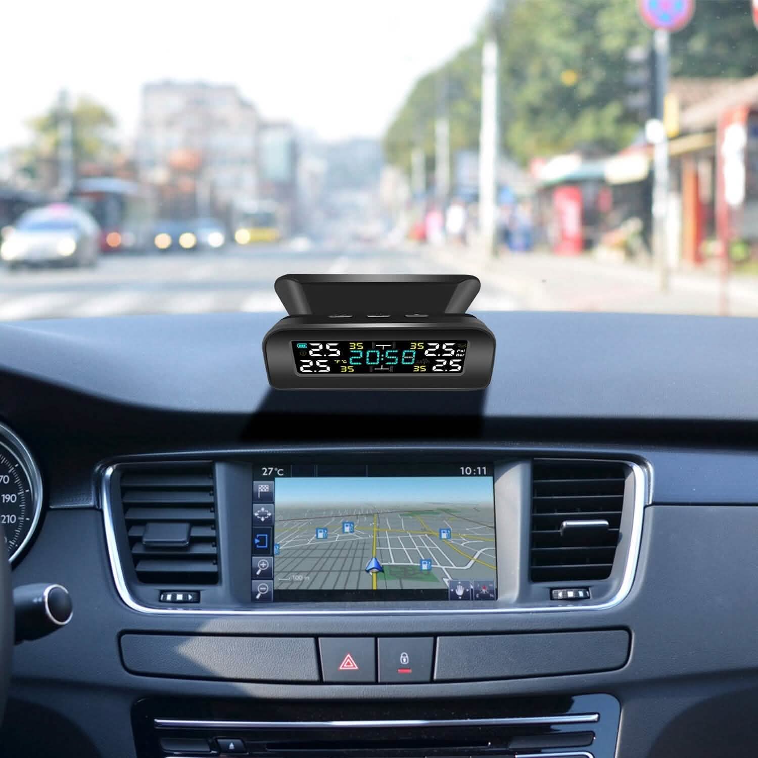 Système de Surveillance de Pression de Pneus Solaire Sans Fil pour Voiture, avec Capteurs de Température et Alarme