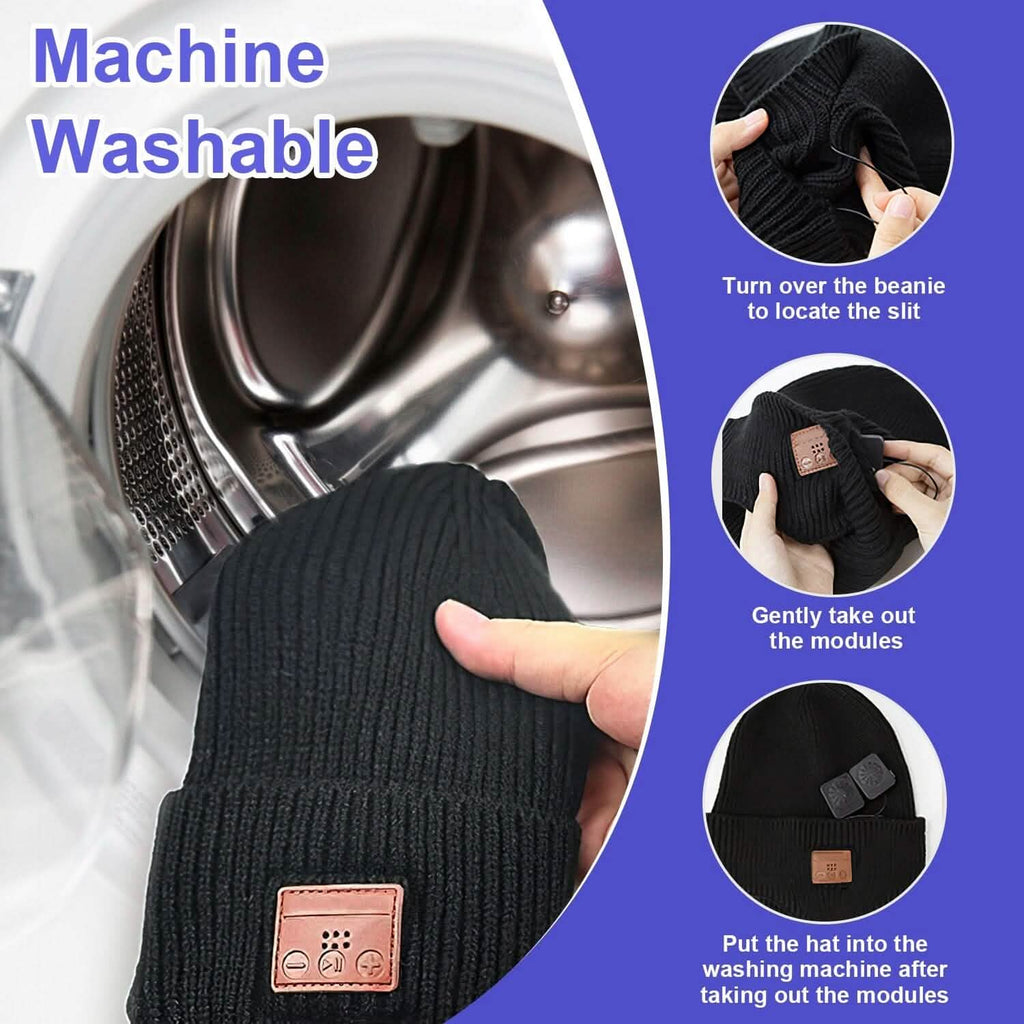 Bonnet sans fil V5.0 avec écouteurs rechargeable par USB