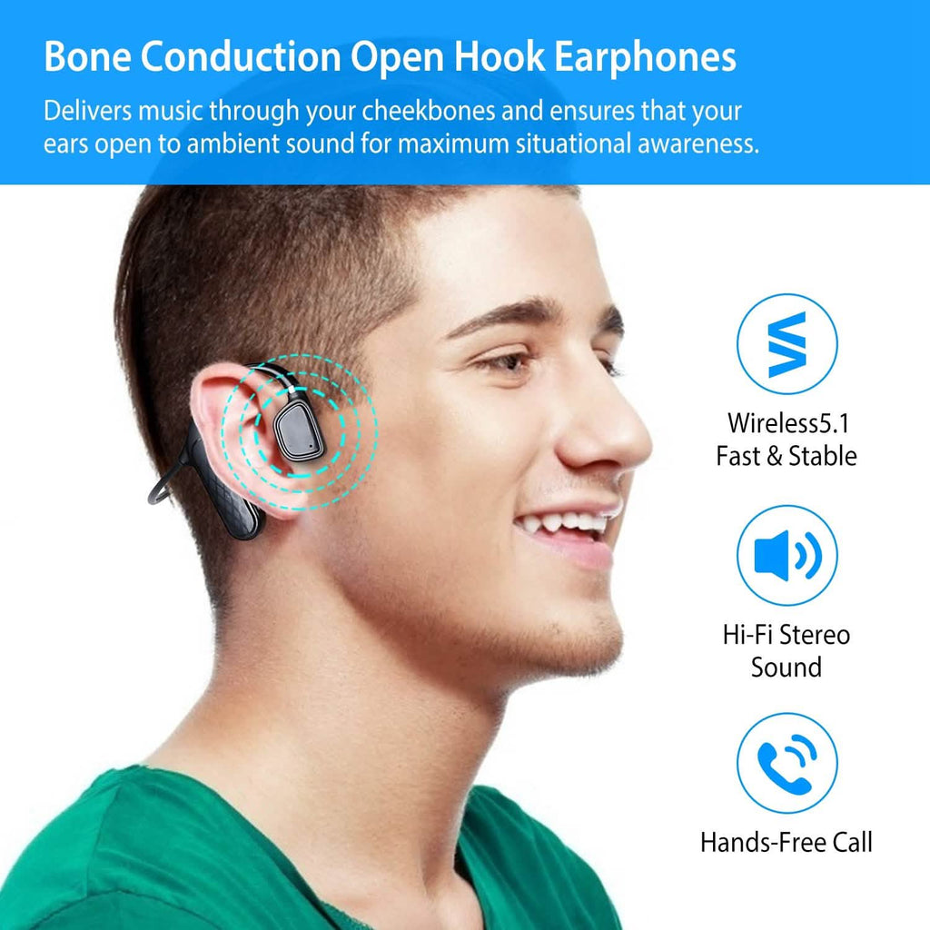 Écouteurs sans fil à conduction osseuse à oreille libre V5.1