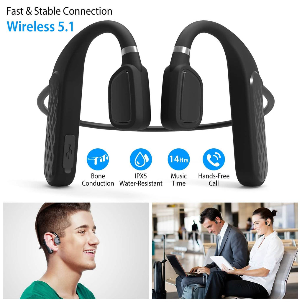 Écouteurs sans fil à conduction osseuse à oreille libre V5.1