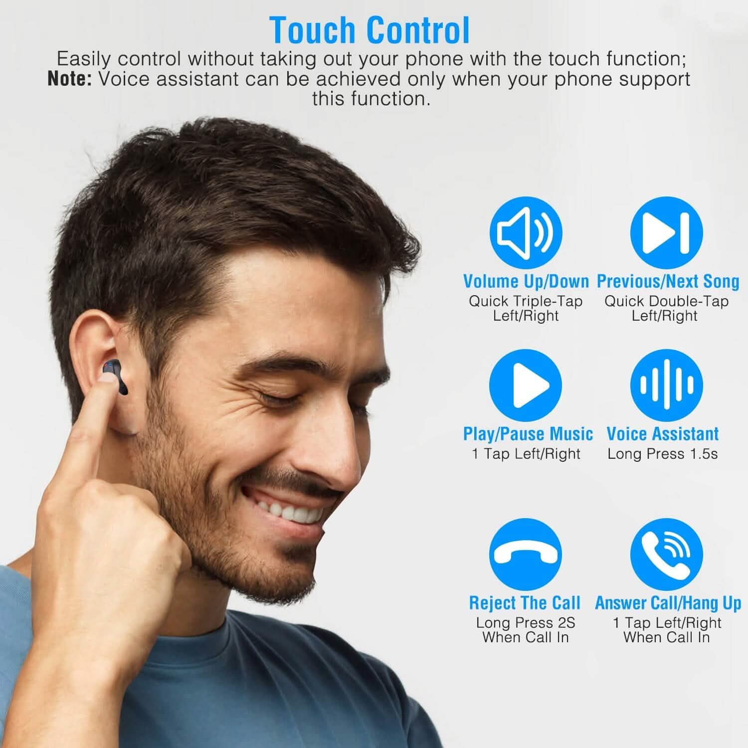 Écouteurs sans fil TWS V5.3 intra-auriculaires stéréo
