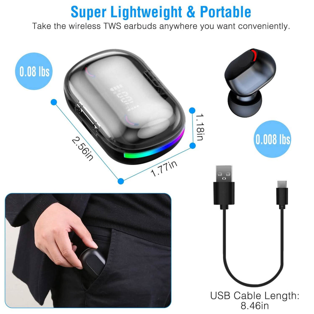 Écouteurs sans fil TWS V5.3 intra-auriculaires stéréo