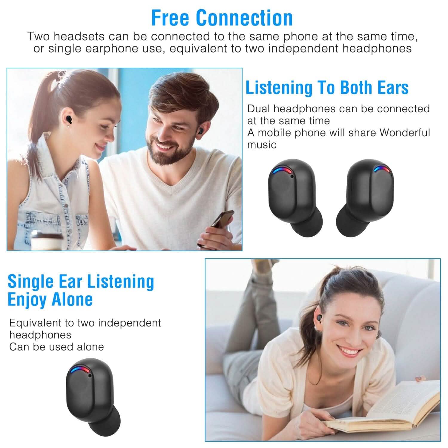 Écouteurs sans fil TWS V5.3 intra-auriculaires stéréo