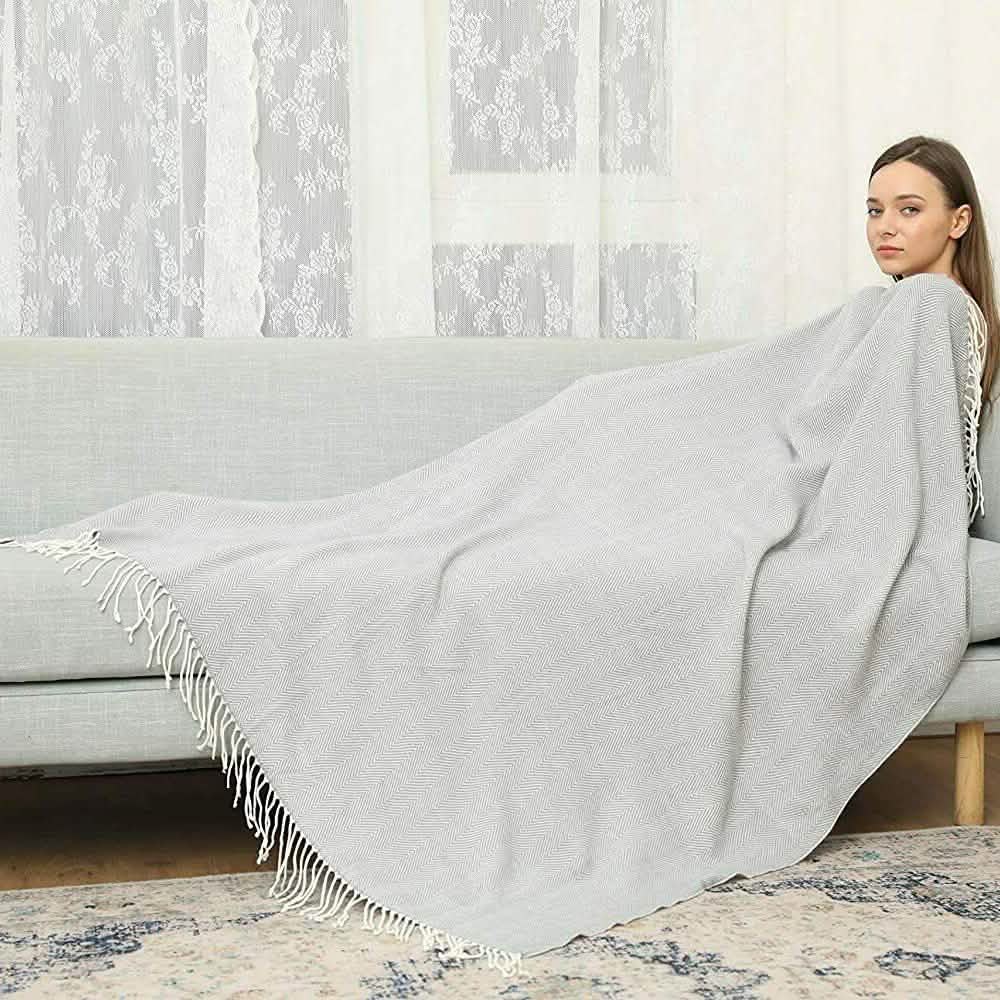 Jeté de lit à motif chevron 100 % acrylique Wisley Home