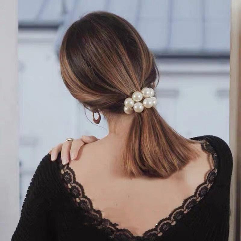 Femme Grande Perle Cheveux Cravates Mode Coréenne Style Bandeau Scrunchies Filles Supports De Queue De Cheval Bande De Caoutchouc Accessoires De Cheveux Accessoires De Queue De Cheval Pour Femmes Et Filles