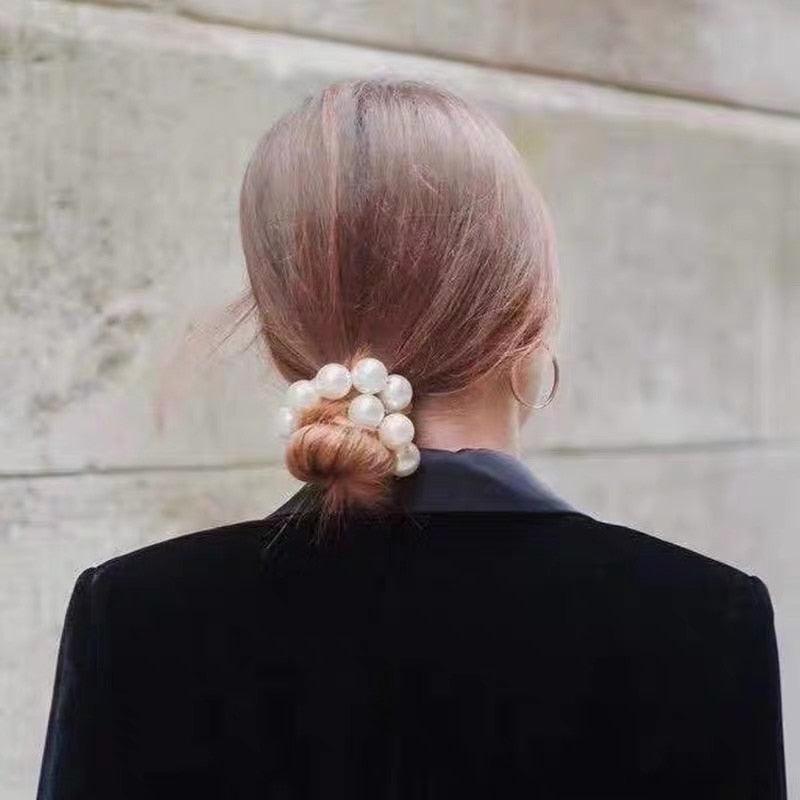 Femme Grande Perle Cheveux Cravates Mode Coréenne Style Bandeau Scrunchies Filles Supports De Queue De Cheval Bande De Caoutchouc Accessoires De Cheveux Accessoires De Queue De Cheval Pour Femmes Et Filles