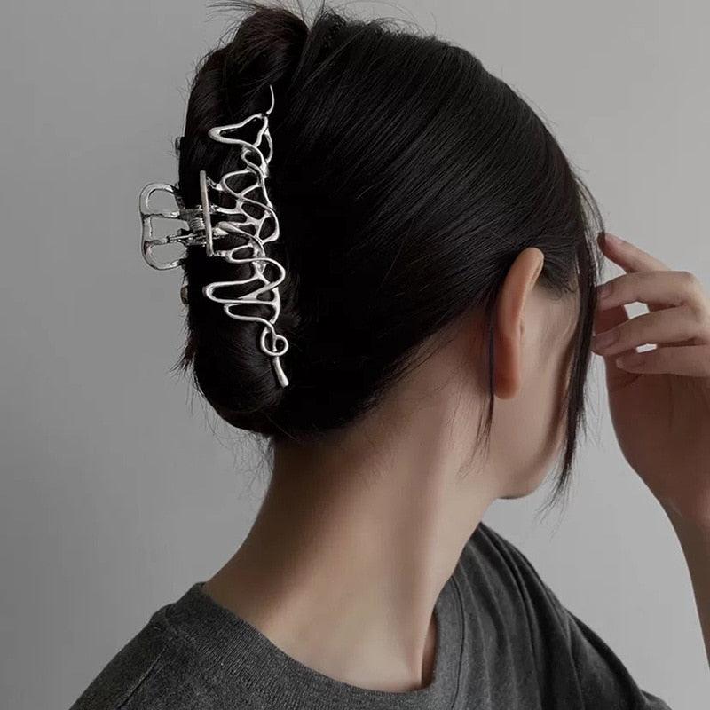 Femme Nouveauté Minimaliste Délicat Design Épingles à Cheveux Irrégulières Style Punk Métal Argenté Pinces à Cheveux Barrettes Accessoires pour Cheveux Femme Pinces à Cheveux