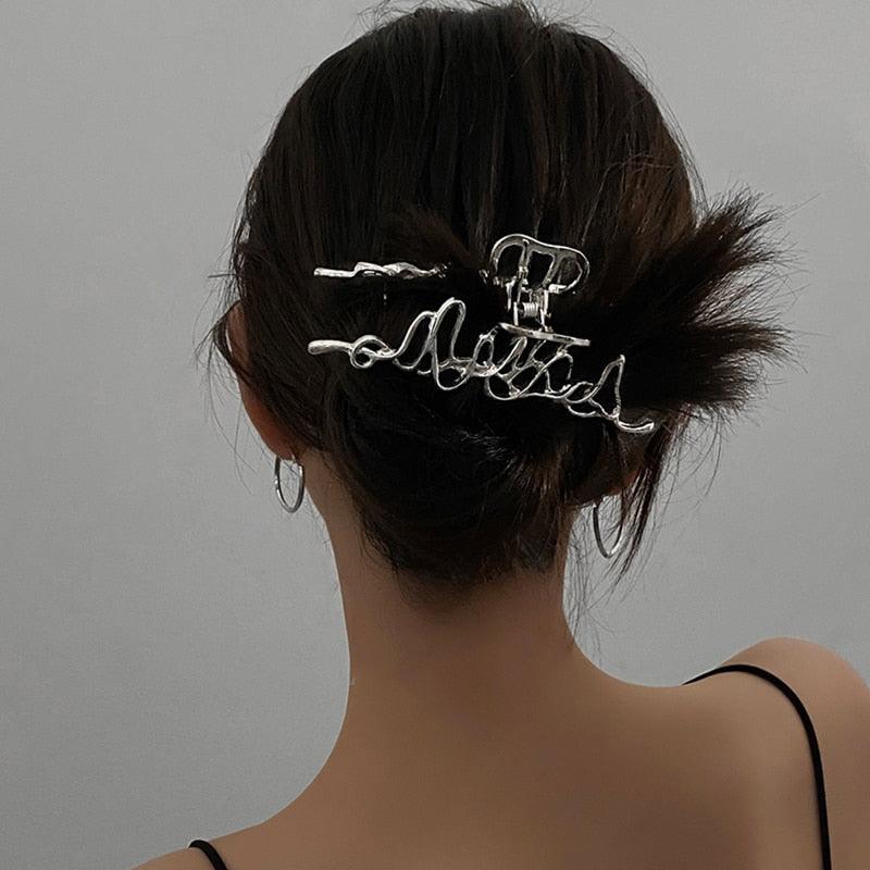 Femme Nouveauté Minimaliste Délicat Design Épingles à Cheveux Irrégulières Style Punk Métal Argenté Pinces à Cheveux Barrettes Accessoires pour Cheveux Femme Pinces à Cheveux