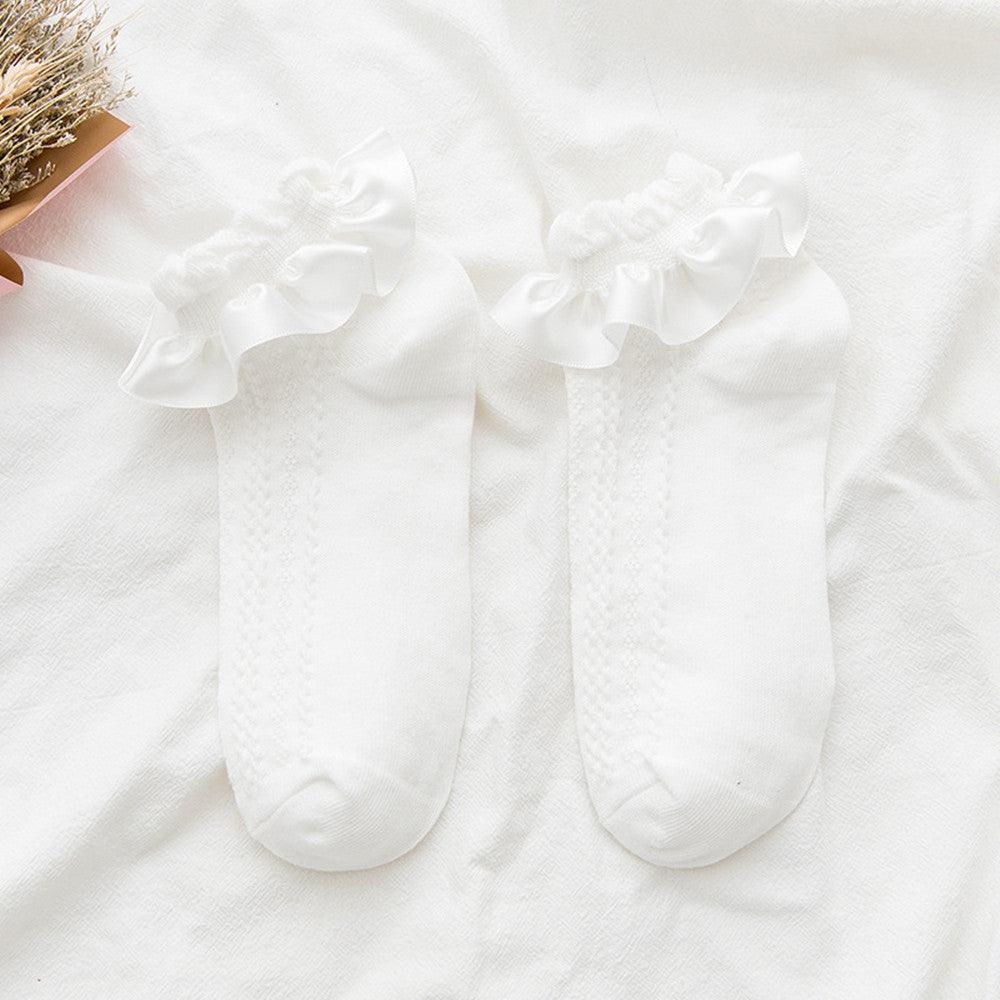 Chaussettes d'été à volants pour femme, courtes, en nylon, dentelle, motif dessin animé, style doux, pour filles, collants, accessoires de cosplay